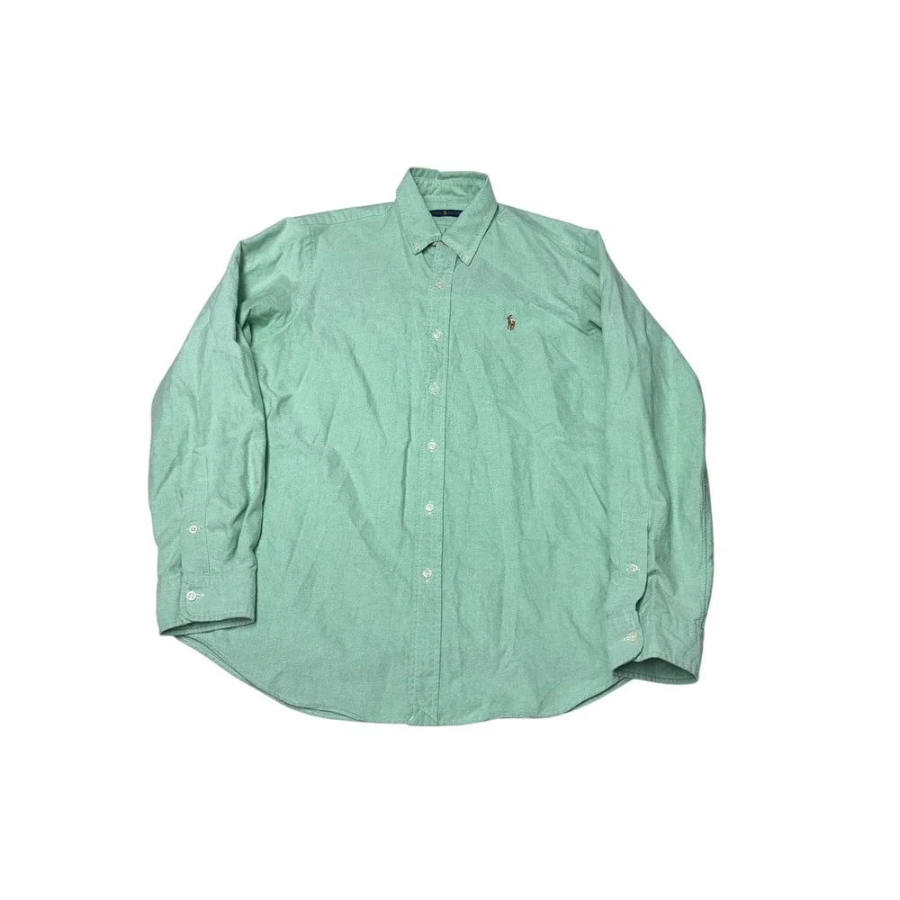 Polo Ralph Lauren Mens Large Mint Green Cotton Oxford Button Down Shirt L